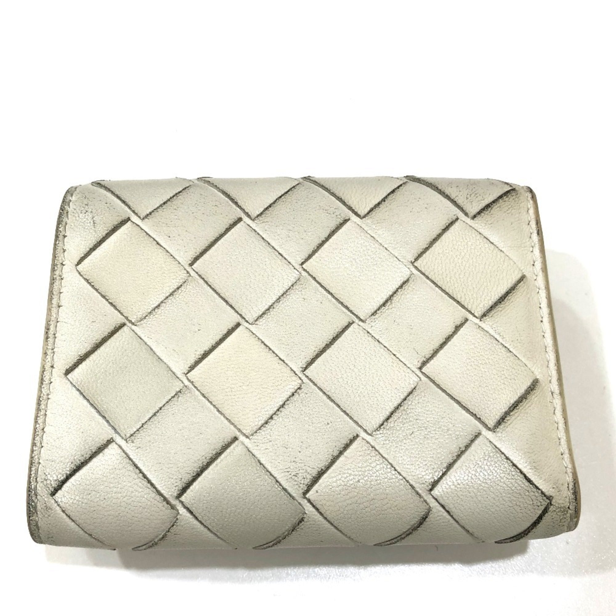 Bottega Veneta White Leather Wallet (Tri-Fold)