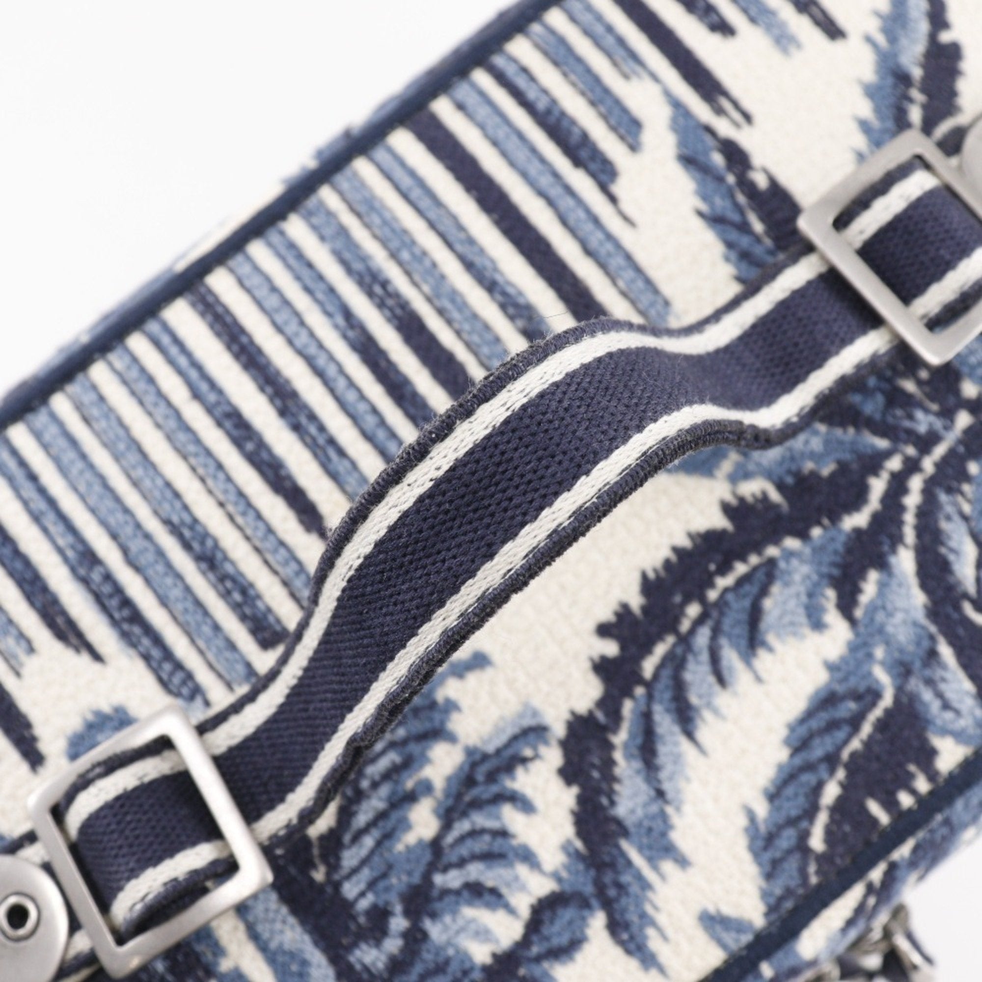 Christian Dior Navy White Canvas Handbag Weekend Bag (Pre-Owned)
