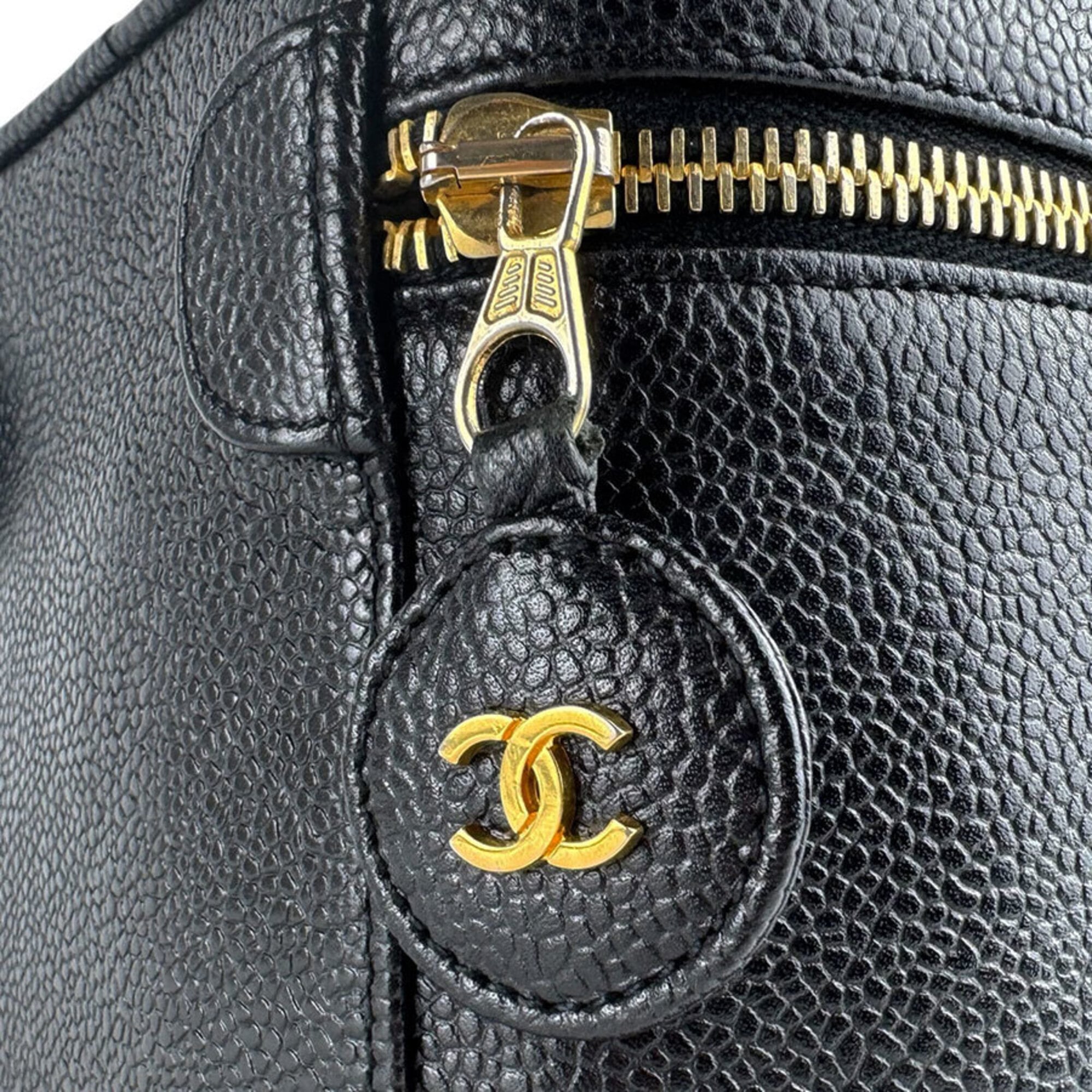 Chanel Black Grained Calfskin Handbag Vanity Bag