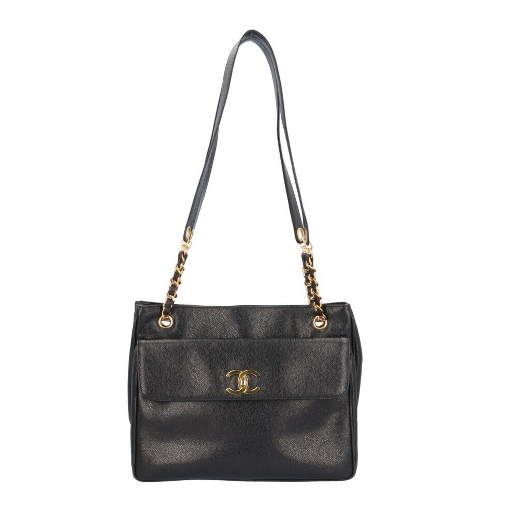 Chanel Black Grained Calfskin Tote Bag