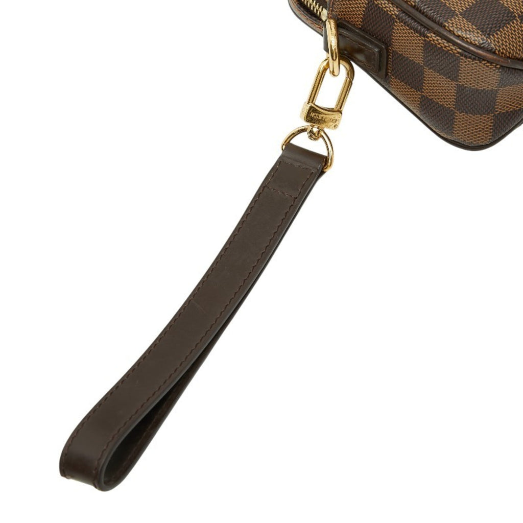Louis Vuitton Brown Damier Canvas Pvc Leather Clutch Bag Pochette