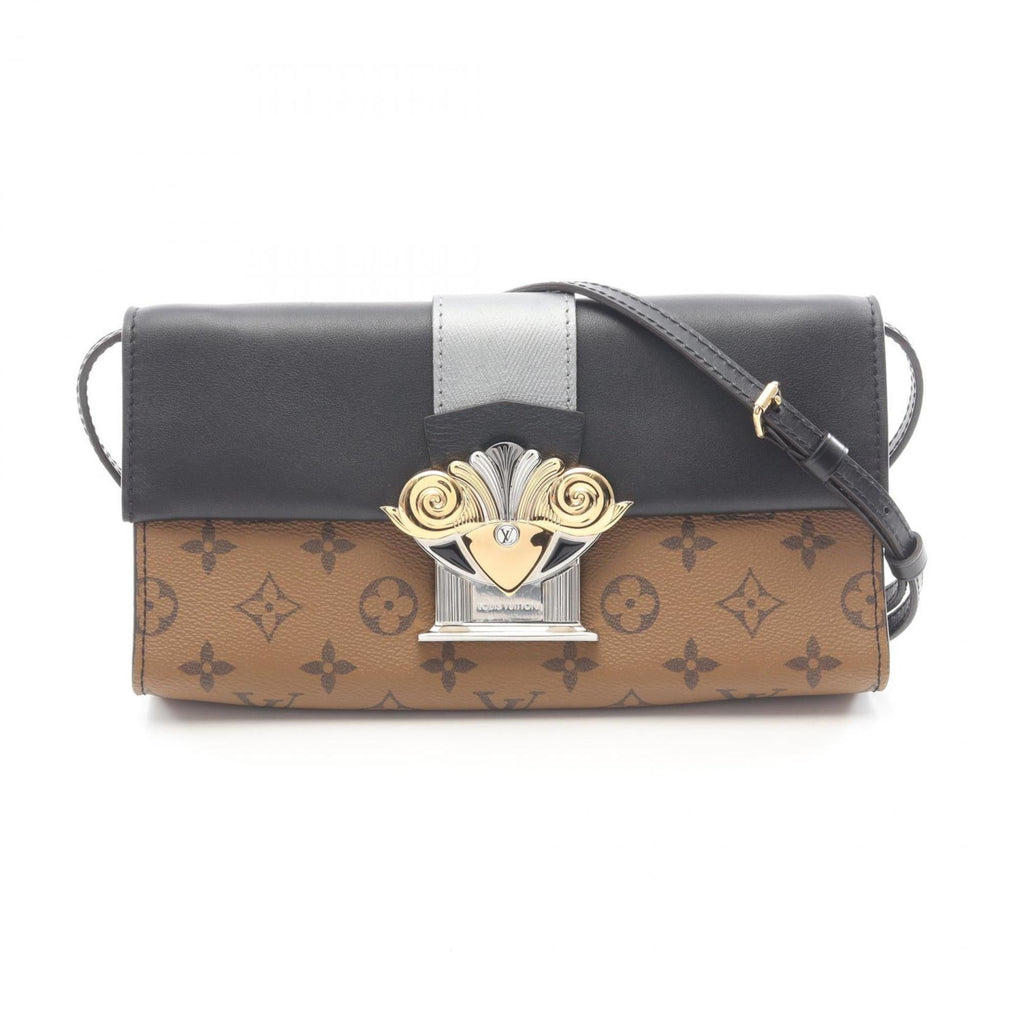 Louis Vuitton Black Brown Coated Canvas Pvc Leather Pochette Shoulder Bag