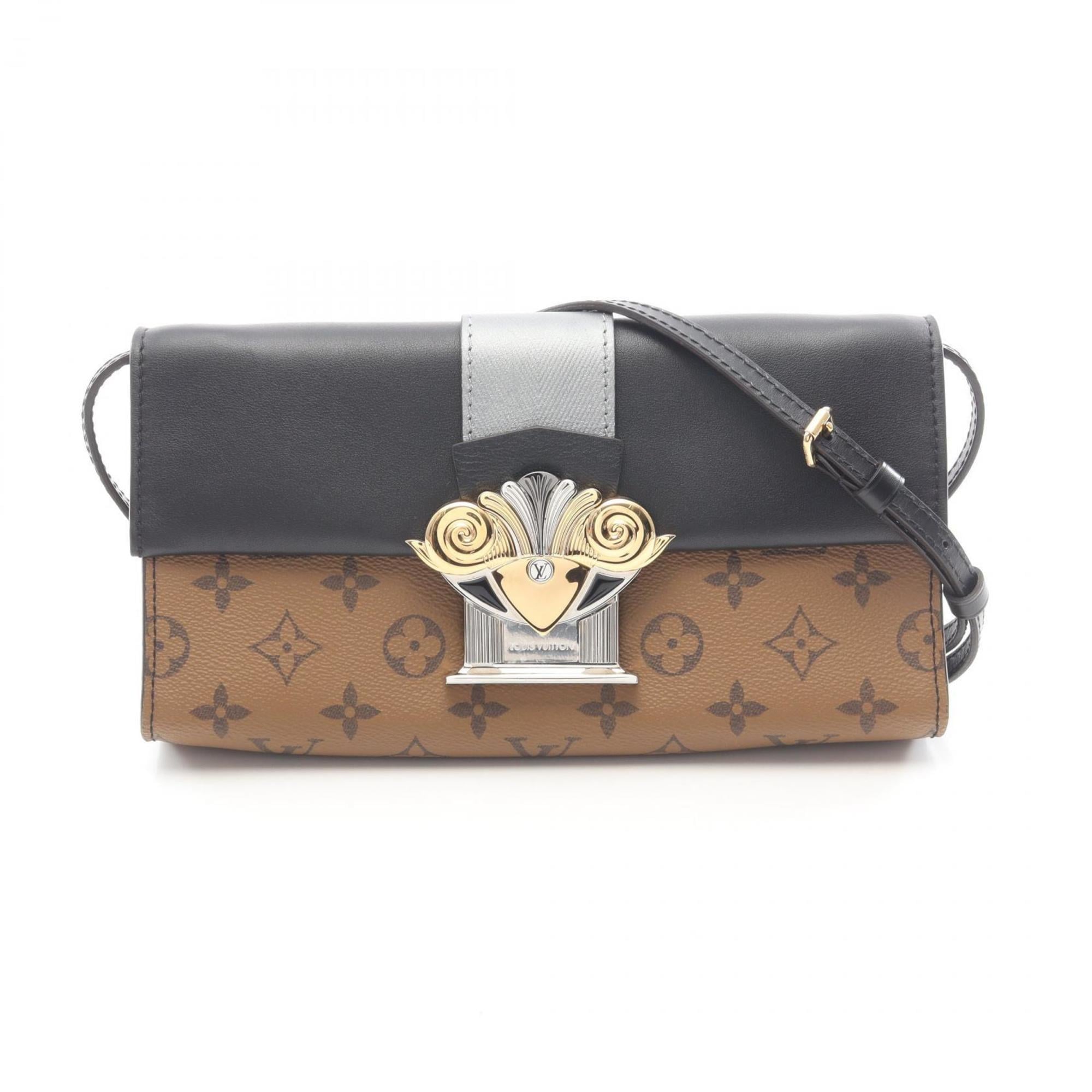 Louis Vuitton Black Brown Coated Canvas Pvc Leather Pochette Shoulder Bag