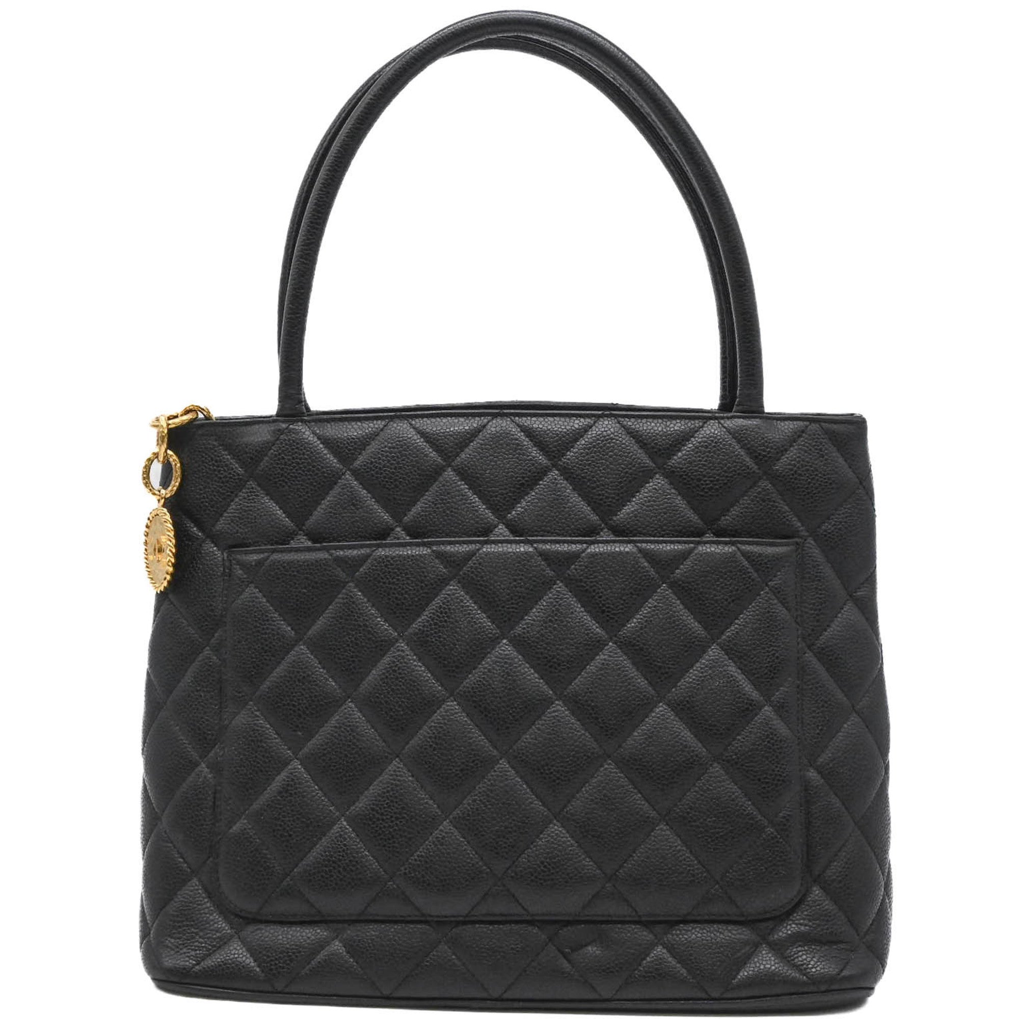 Chanel Black Grained Calfskin Handbag Tote Bag