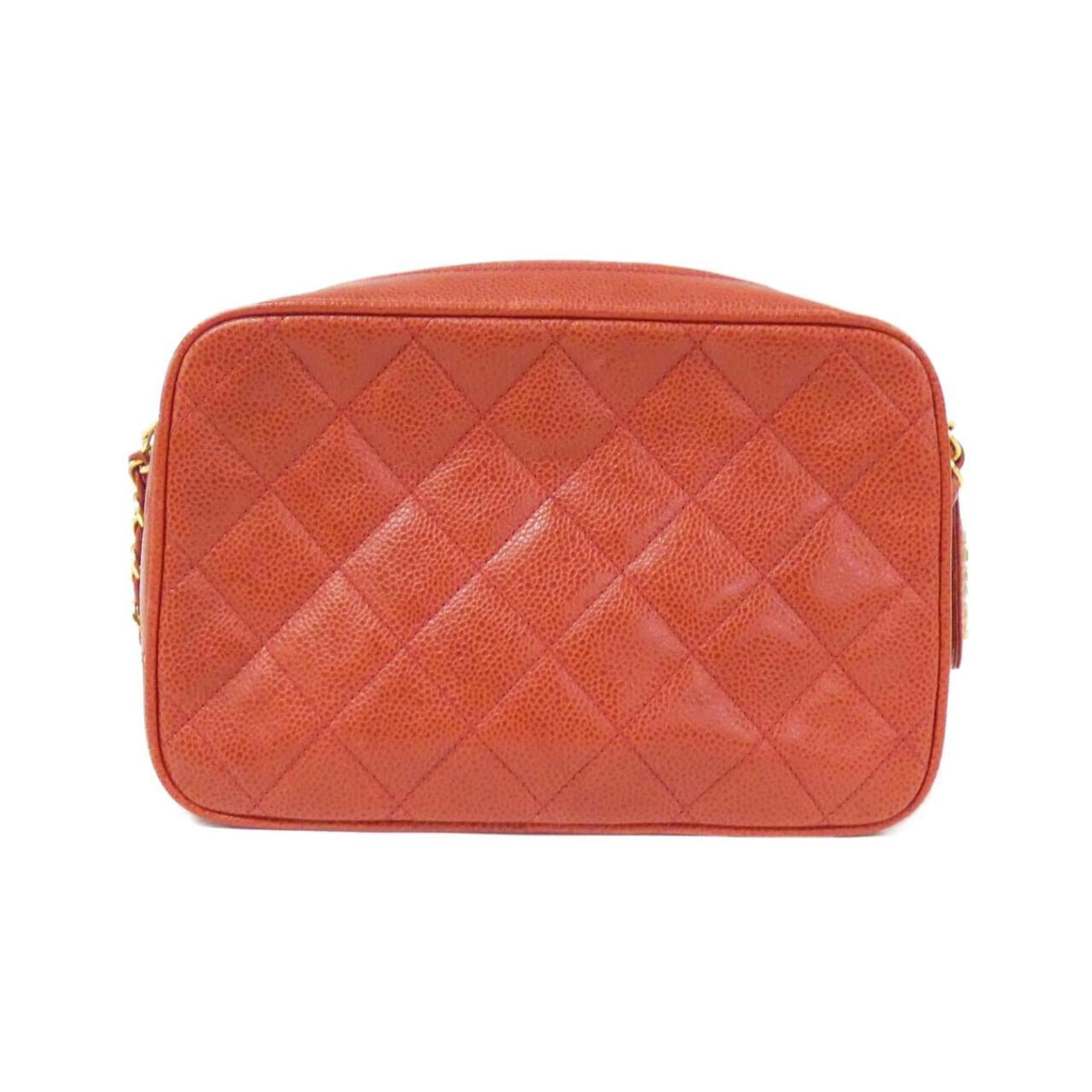 Chanel Red Color Grained Calfskin Shoulder Bag