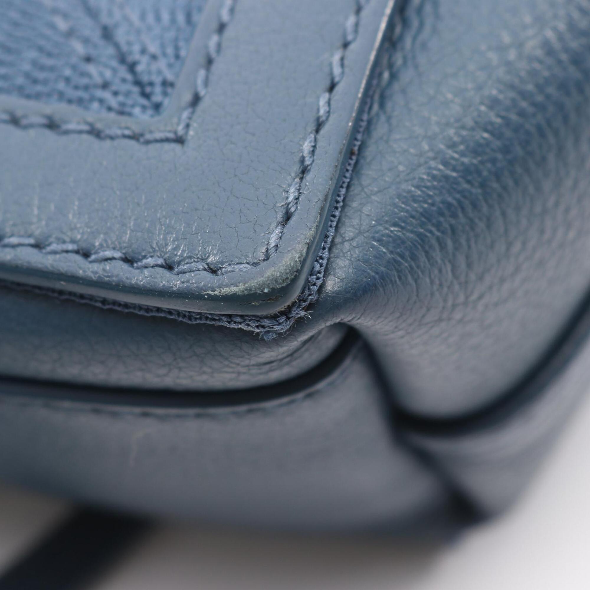 Balenciaga Navy Canvas Leather Handbag Pouch