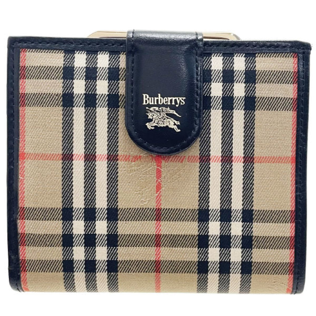 Burberry Beige Black Canvas Leather Wallet (Bi-Fold)