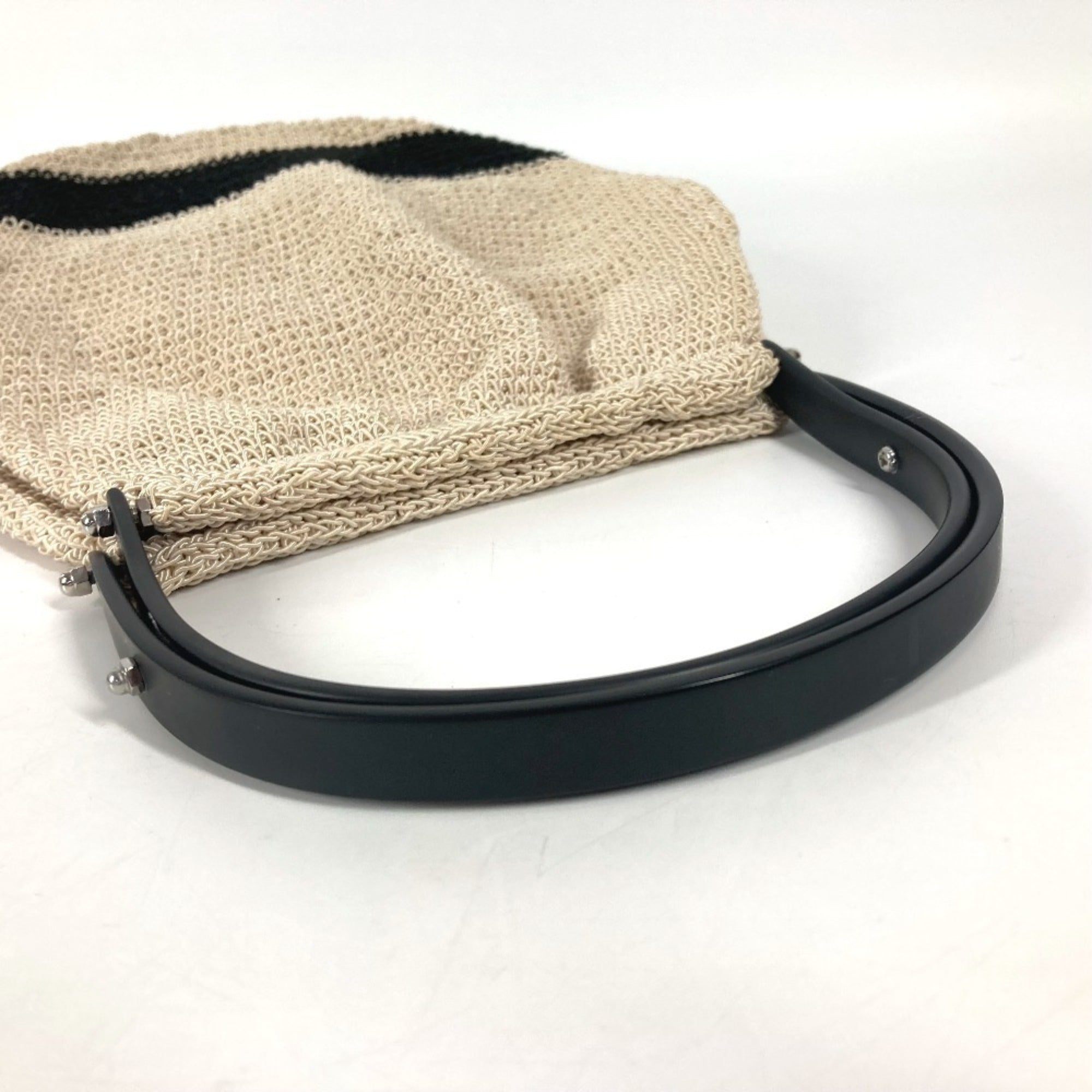 Chanel Beige Black Mesh Handbag