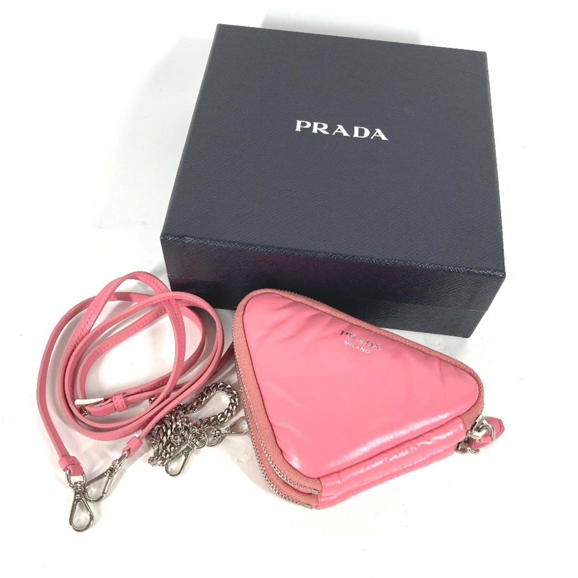 Prada Pink Leather Pochette Pouch Shoulder Bag
