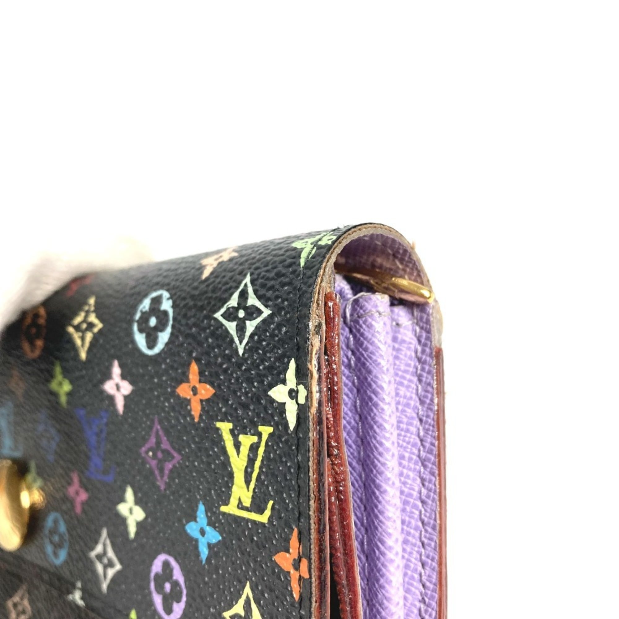 Louis Vuitton Black Multi-Color Purple Monogram Multicolore Canvas Chain/Shoulder Wallet