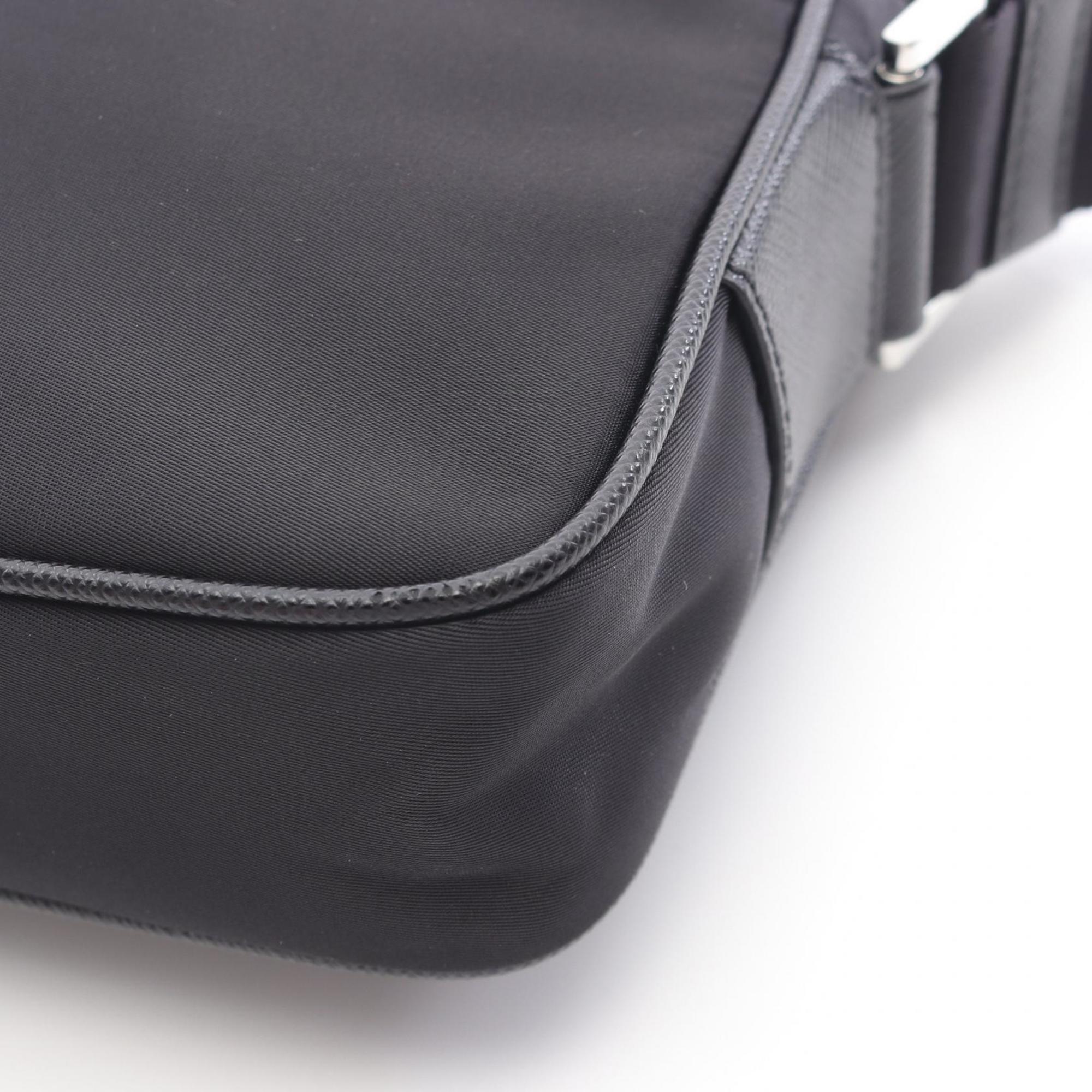 Prada Black Nylon Leather Shoulder Bag