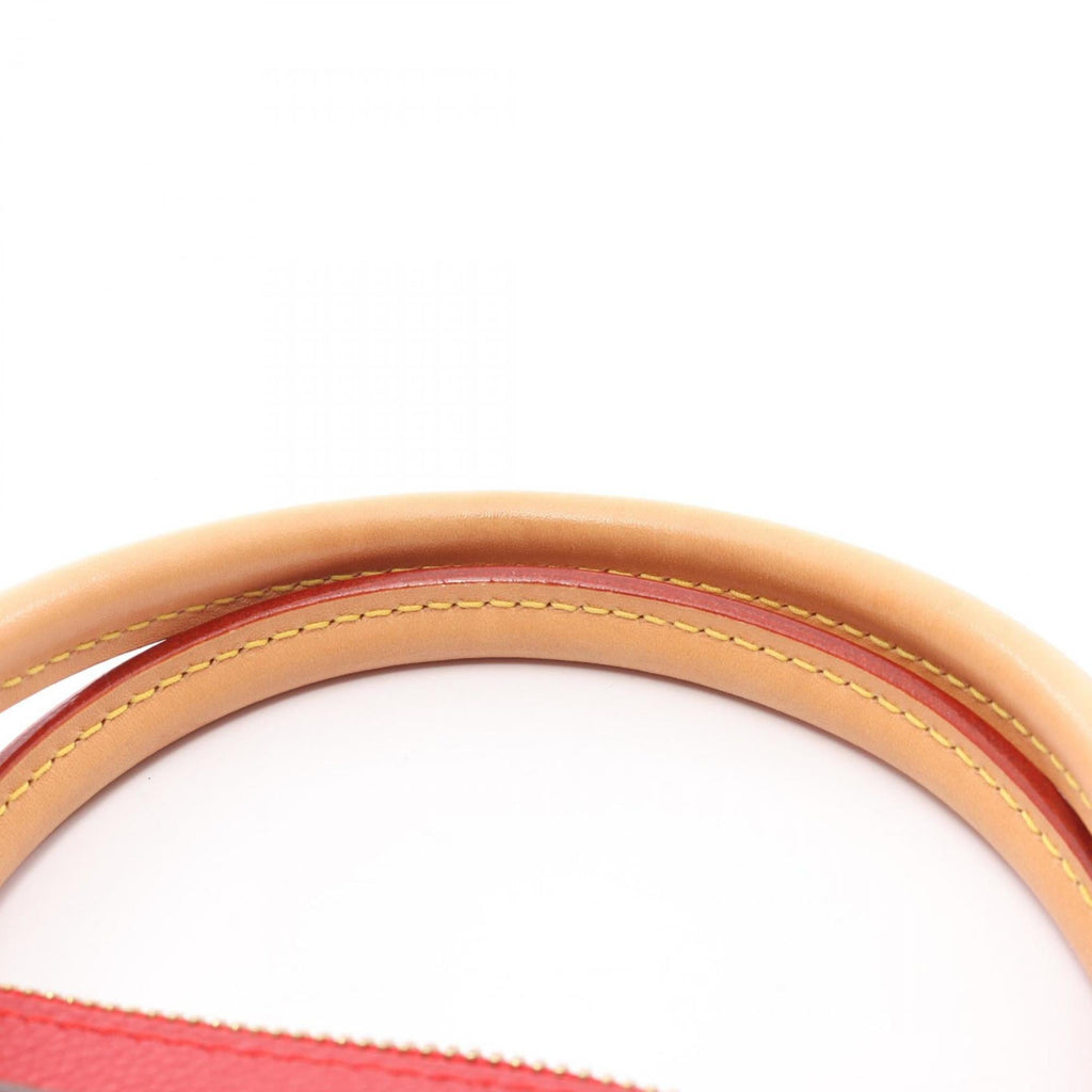 Louis Vuitton Brown Cerise Red Color Coated Canvas Leather Handbag
