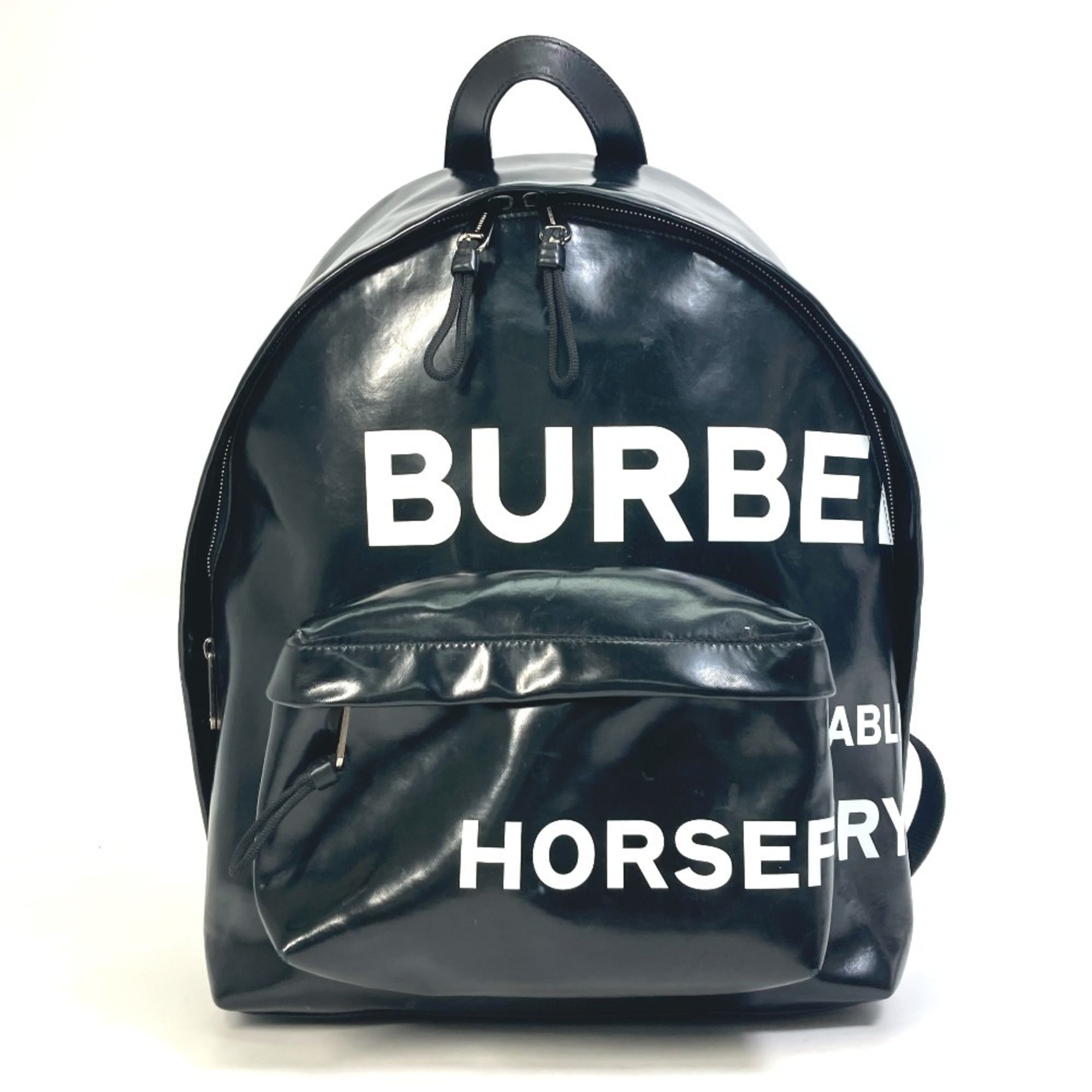 Burberry Black White Coated Canvas Backpack