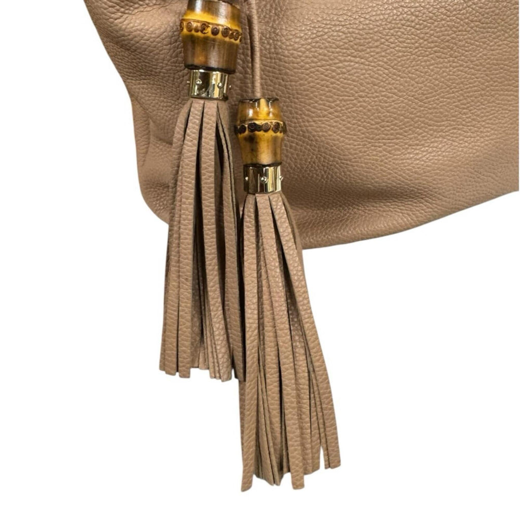 Gucci Bamboo Beige Leather Tote Bag (Pre-Owned)