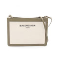 Balenciaga Khaki White Canvas Leather Handbag Pochette Shoulder