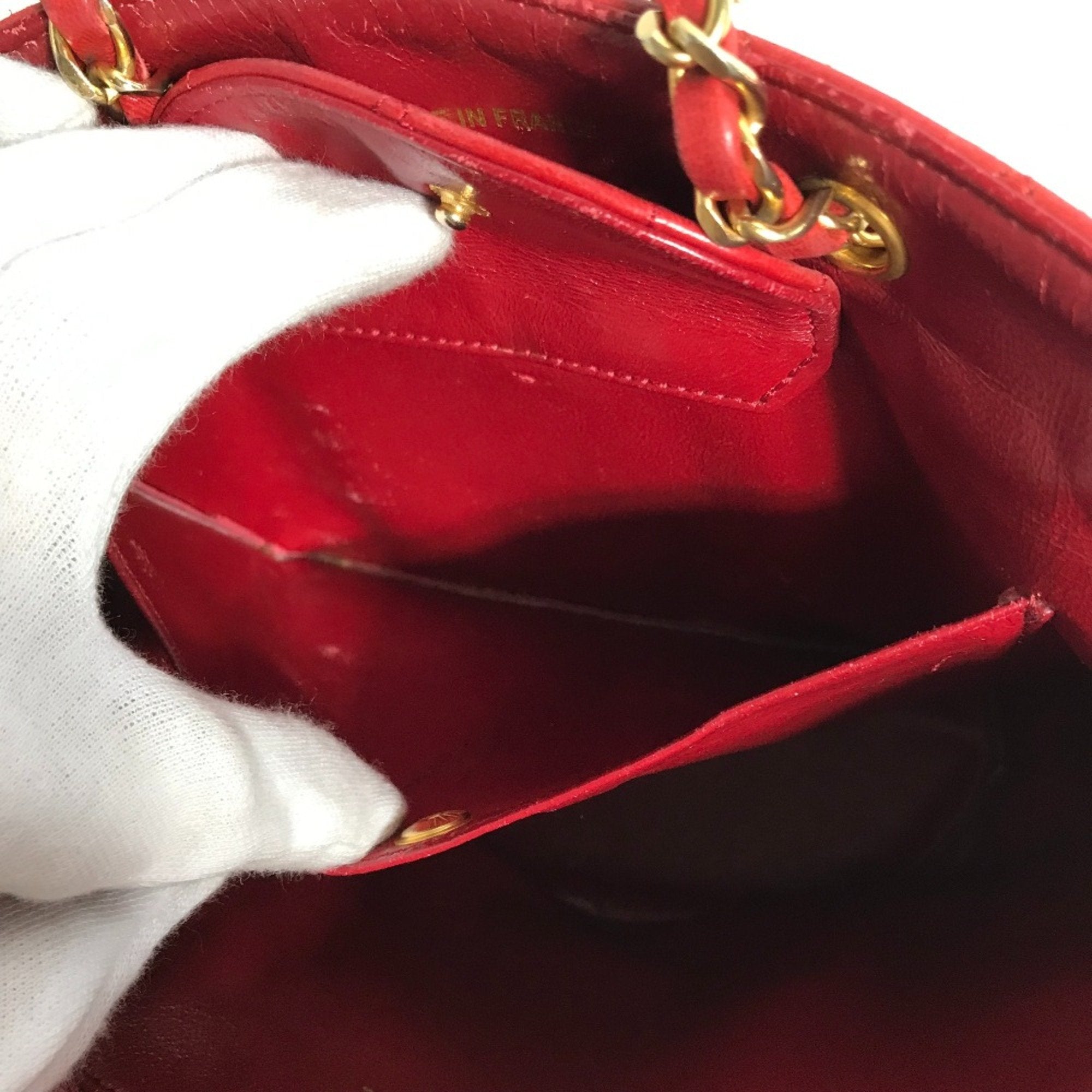 Chanel Red Leather Shoulder Bag