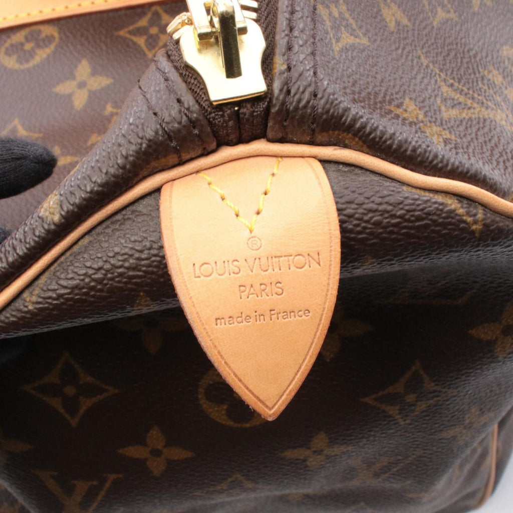 Louis Vuitton Brown Coated Canvas Leather Boston Bag Handbag