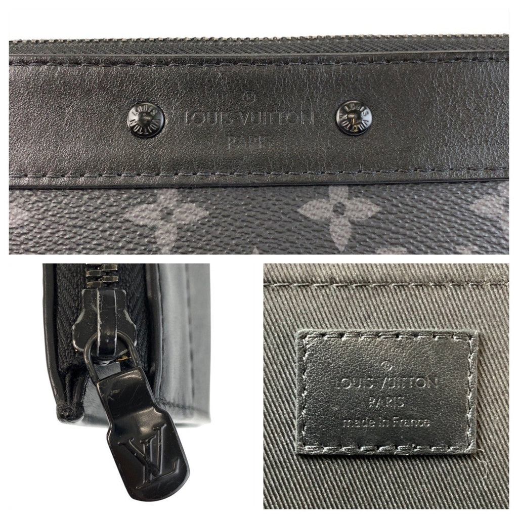 Louis Vuitton Black Gray Pvc Leather Clutch Bag Pochette