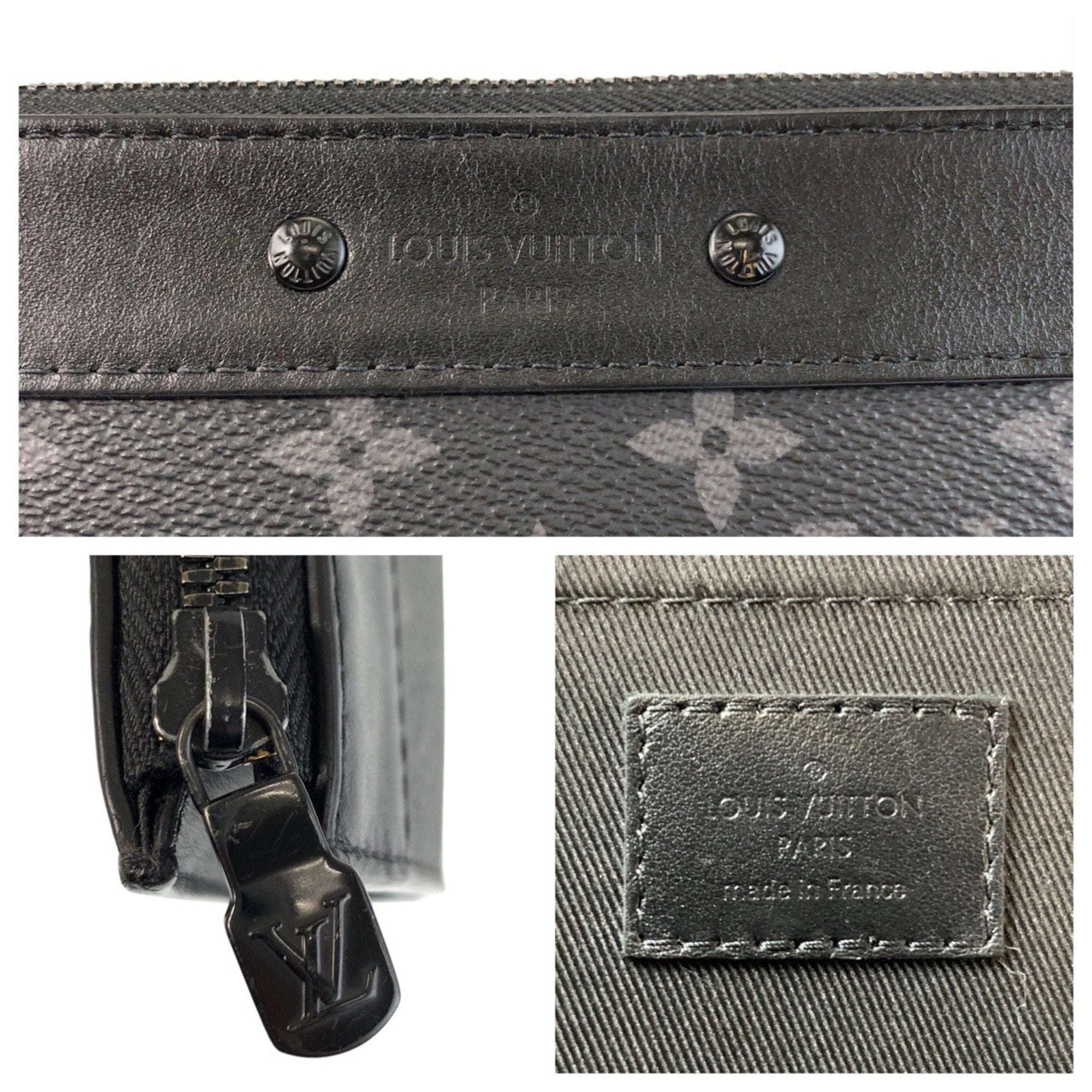 Louis Vuitton Black Gray Pvc Leather Clutch Bag Pochette