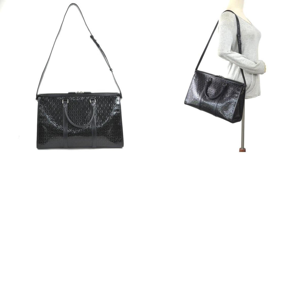 Saint Laurent Black Patent Leather Boston Bag Handbag (Pre-Owned)