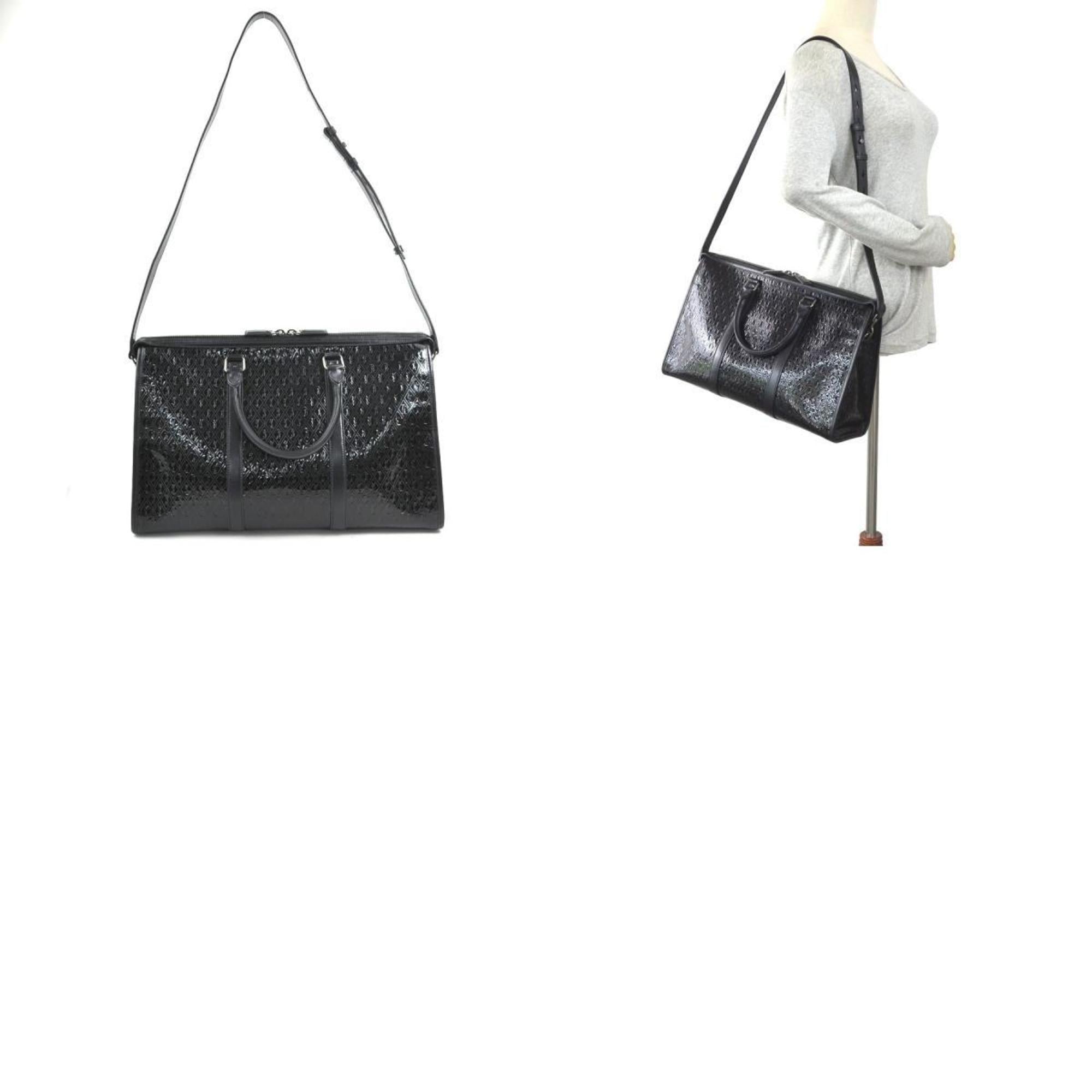 Saint Laurent Black Patent Leather Boston Bag Handbag (Pre-Owned)