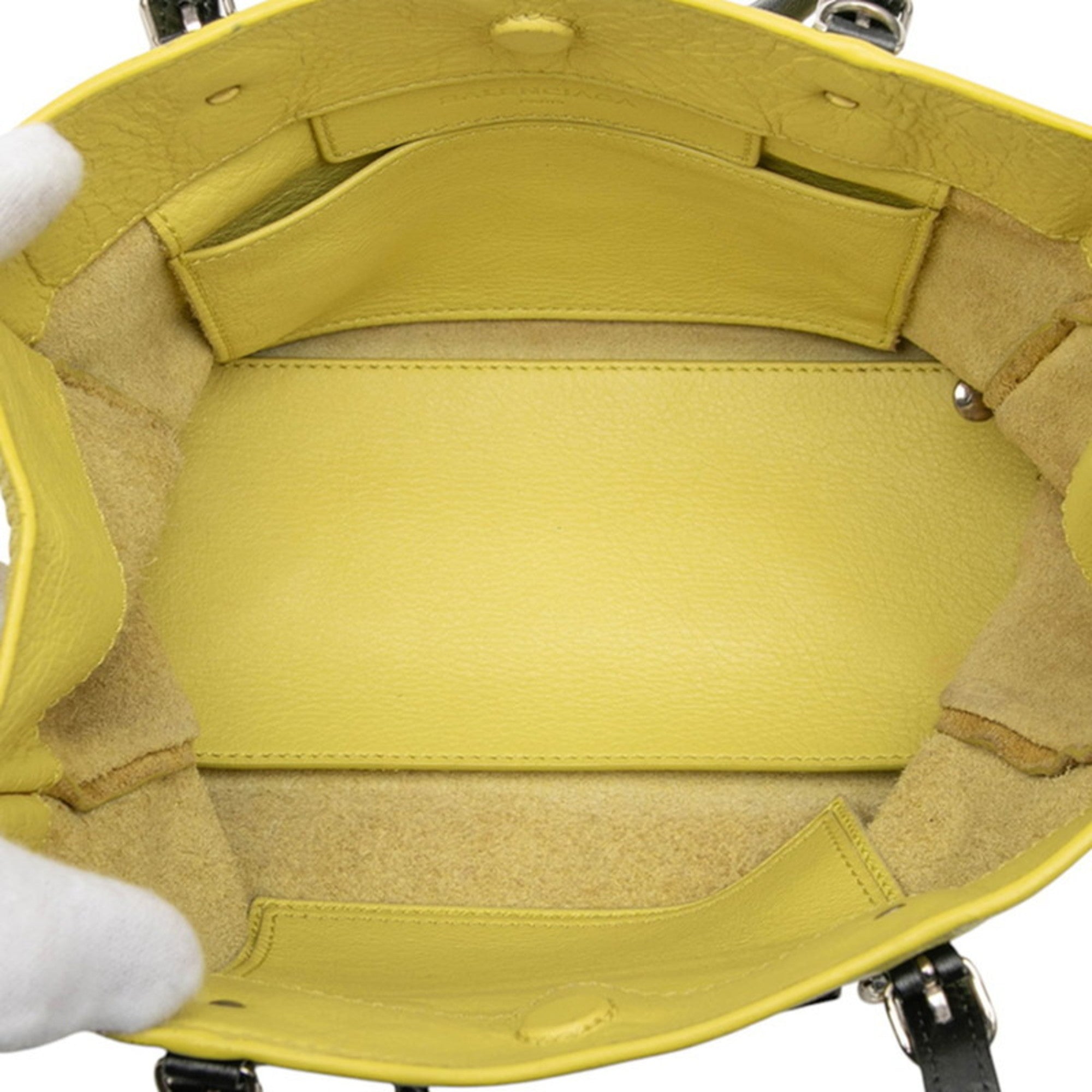 Balenciaga Black Yellow Leather Handbag Shoulder