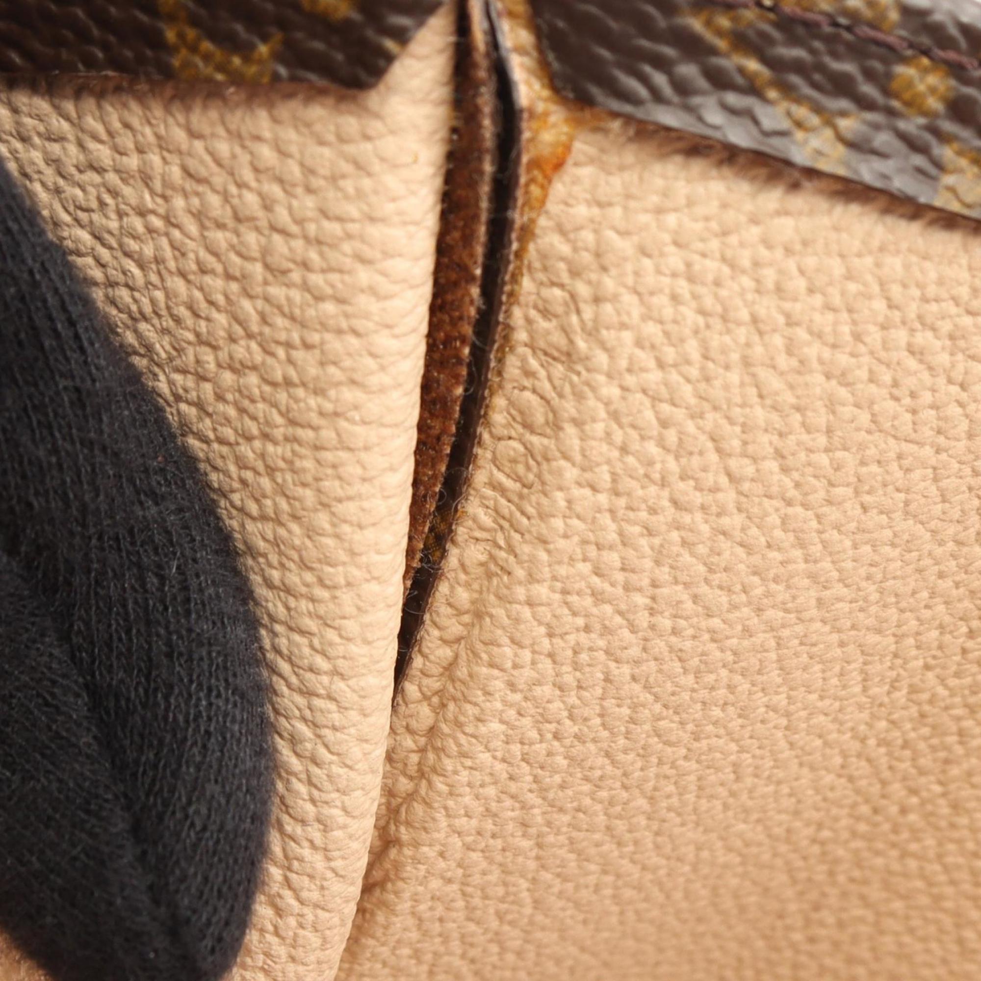 Louis Vuitton Brown Coated Canvas Leather Handbag Tote Bag