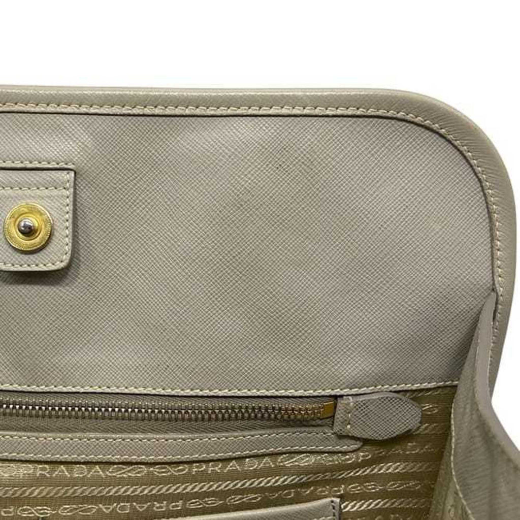 Prada Saffiano Beige Leather Handbag Shoulder Bag