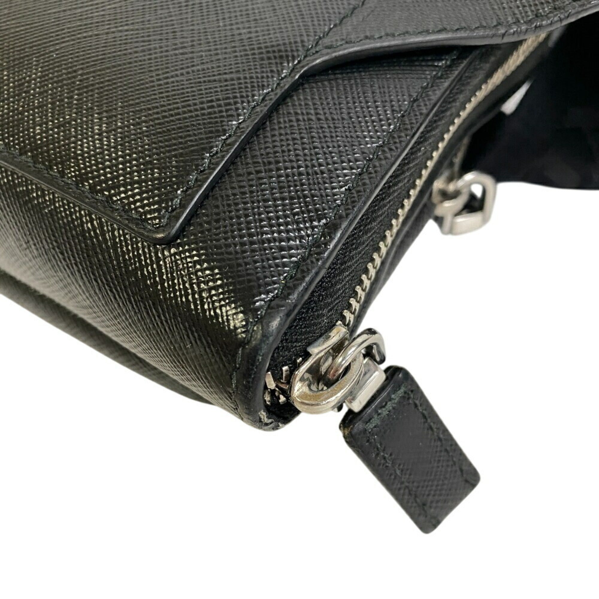 Prada Saffiano Black Leather Saffiano Triangle Beach Bag Sling Bag