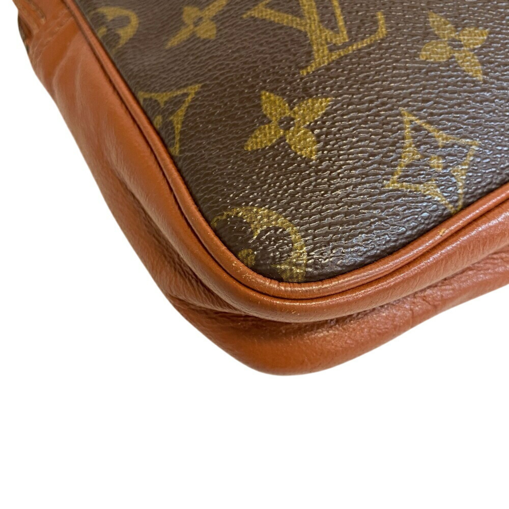 Louis Vuitton Brown Monogram Leather Clutch Bag