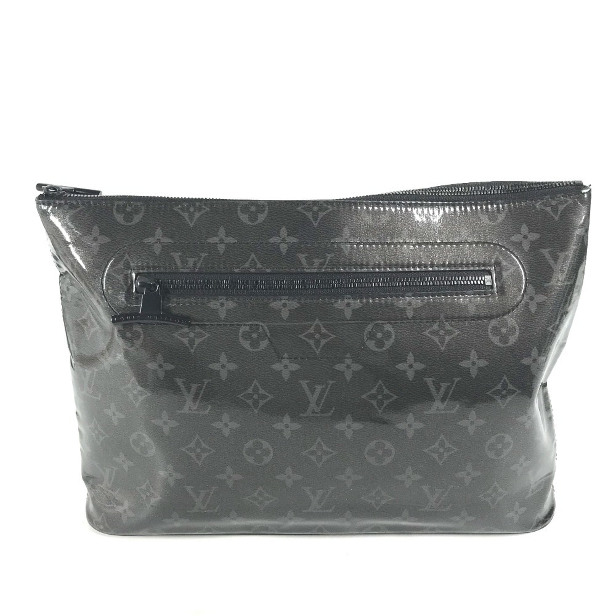 Louis Vuitton Black Vinyl Leather Clutch Bag Pochette Pouch