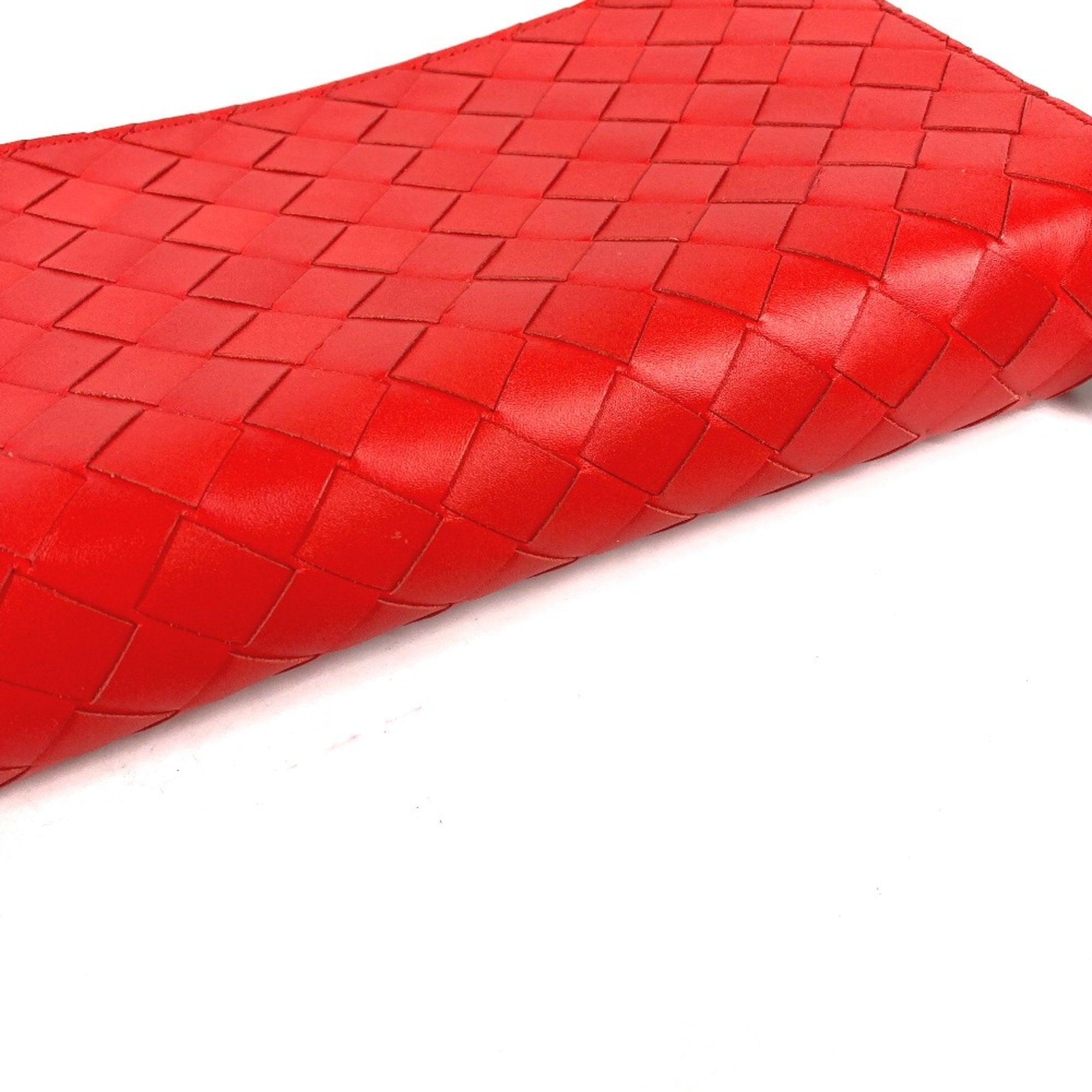 Bottega Veneta Red Leather Clutch Bag