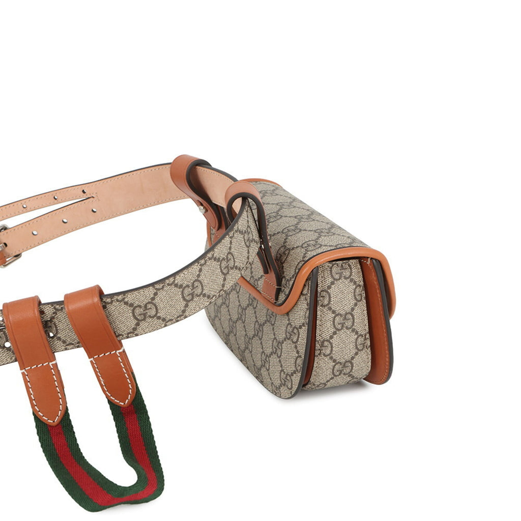 Gucci Beige Brown Gg Supreme Leather Fanny Pack Handbag (Pre-Owned)