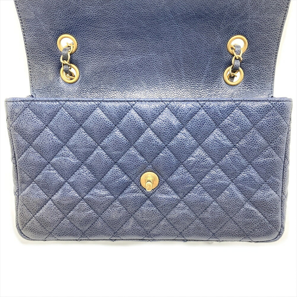 Chanel Blue Grained Calfskin Shoulder Bag