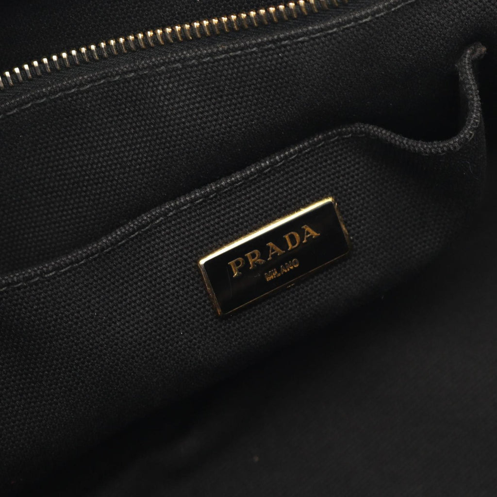 Prada Black Blue White Canvas Tote Bag