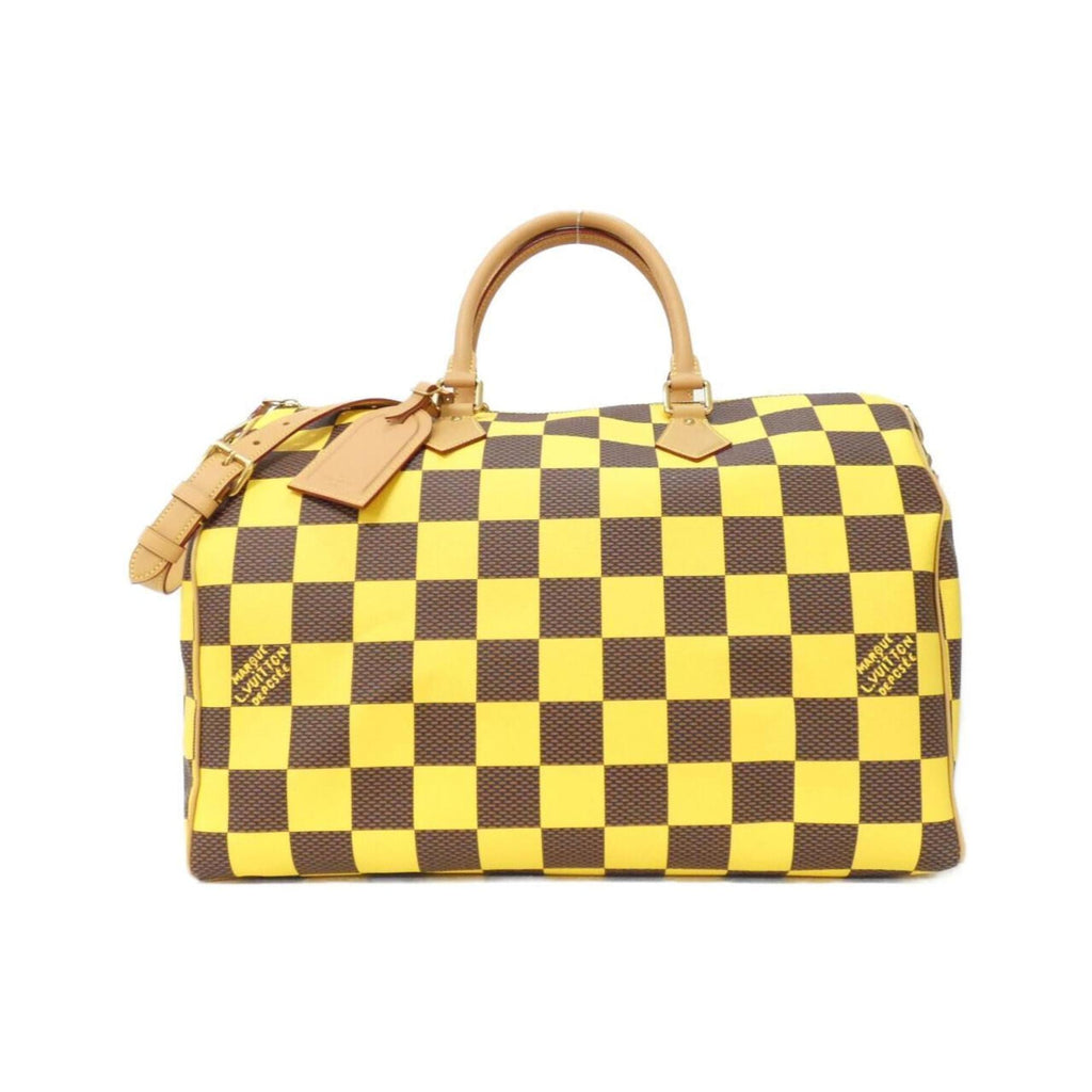 Louis Vuitton Ebene Yellow Coated Canvas Boston Bag