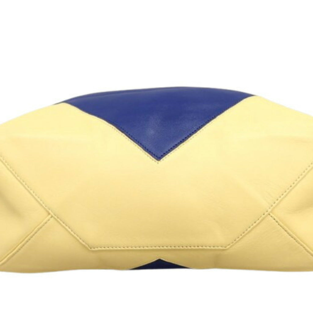 Celine Blue Cream Yellow Leather Handbag Shoulder Bag Tote Bag
