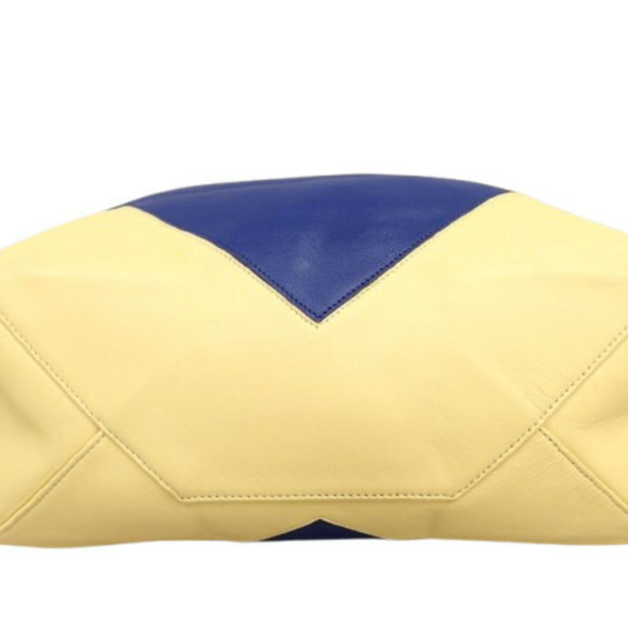 Celine Blue Cream Yellow Leather Handbag Shoulder Bag Tote Bag