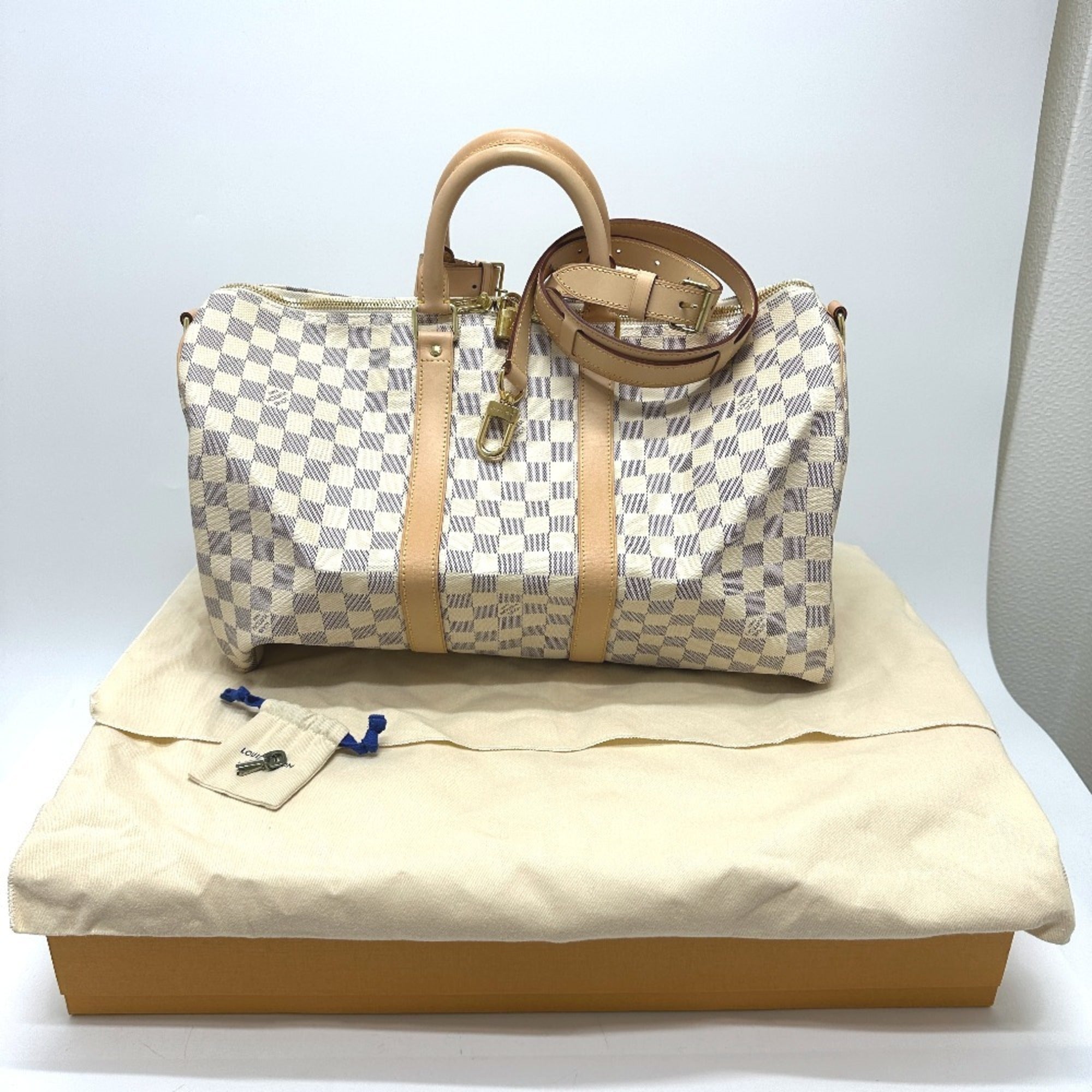 Louis Vuitton White Damier Azur Boston Bag