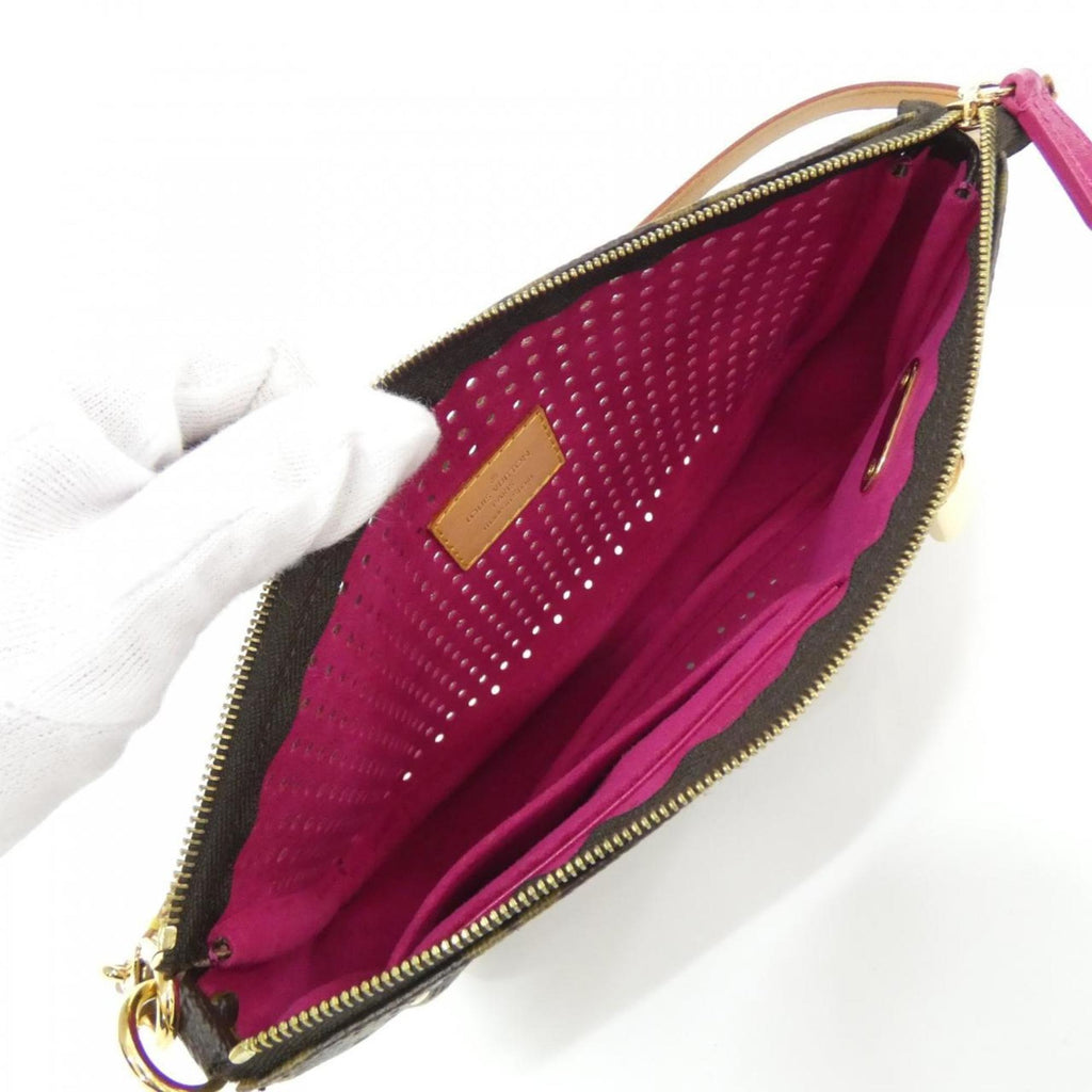 Louis Vuitton Monogram Perfo Fuchsia Marron Coated Canvas Handbag Pochette Pouch