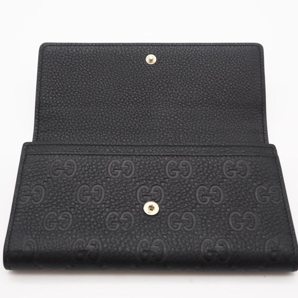 Gucci Black Leather Long Wallet (Bi-Fold) (Pre-Owned)