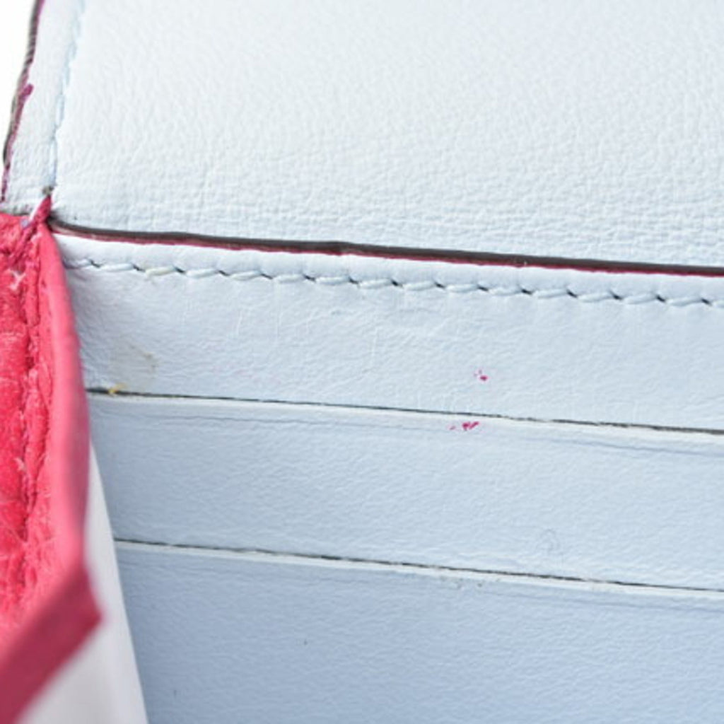 Christian Dior Diorissimo Light Blue Rose Pink Leather Long Wallet (Bi-Fold) (Pre-Owned)