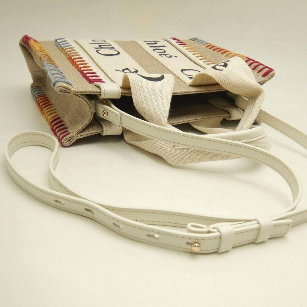Chloé White Linen Leather Tote Bag (Pre-Owned)