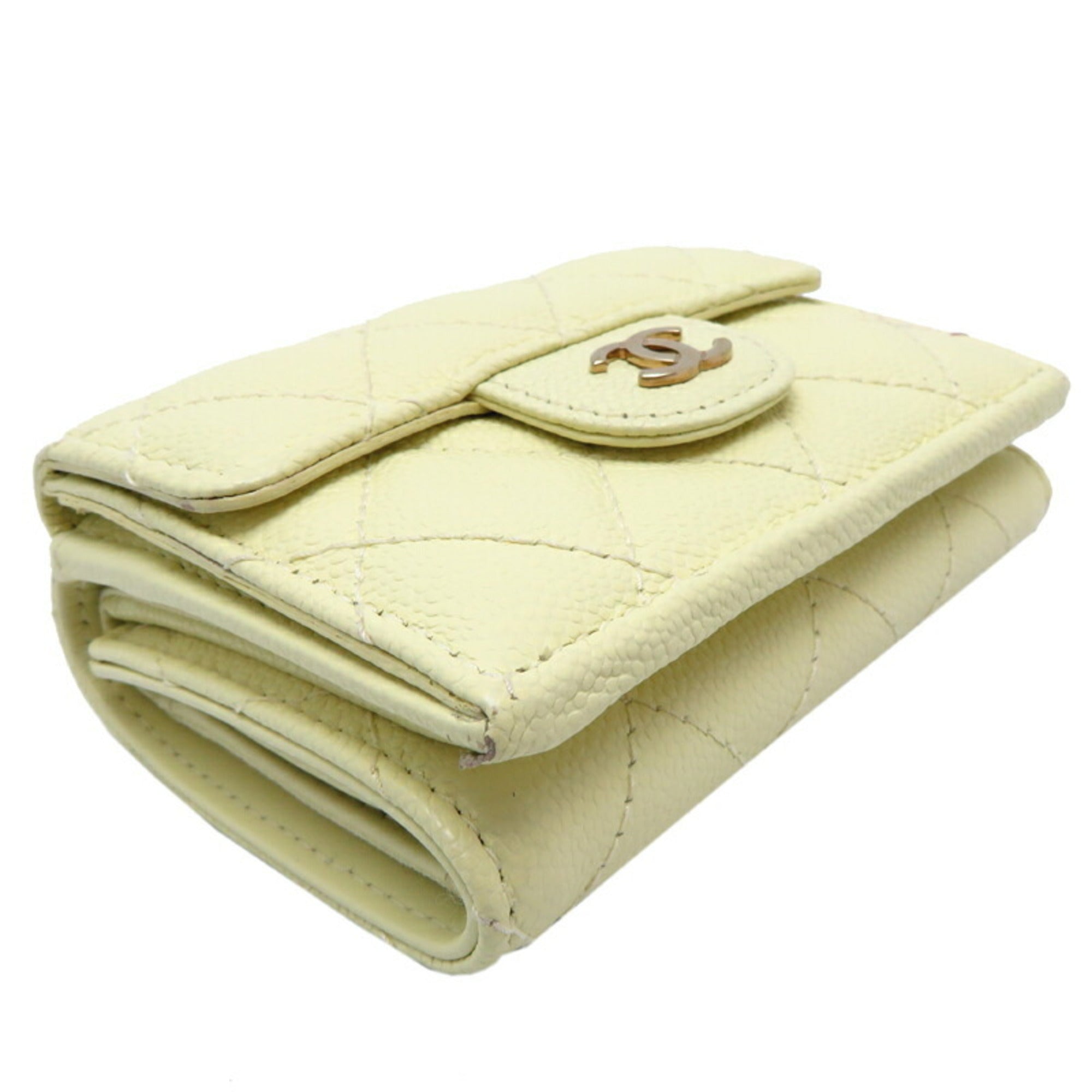 Chanel Cream White Grained Calfskin Wallet (Tri-Fold)