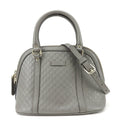 Gucci Gray Leather Handbag Shoulder Bag (Pre-Owned)
