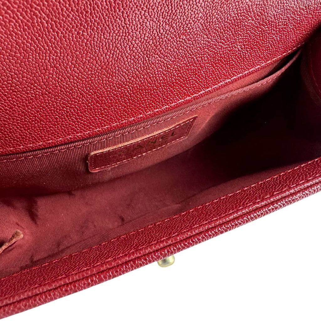 Chanel Gold Red Color Grained Calfskin Metal Shoulder Bag