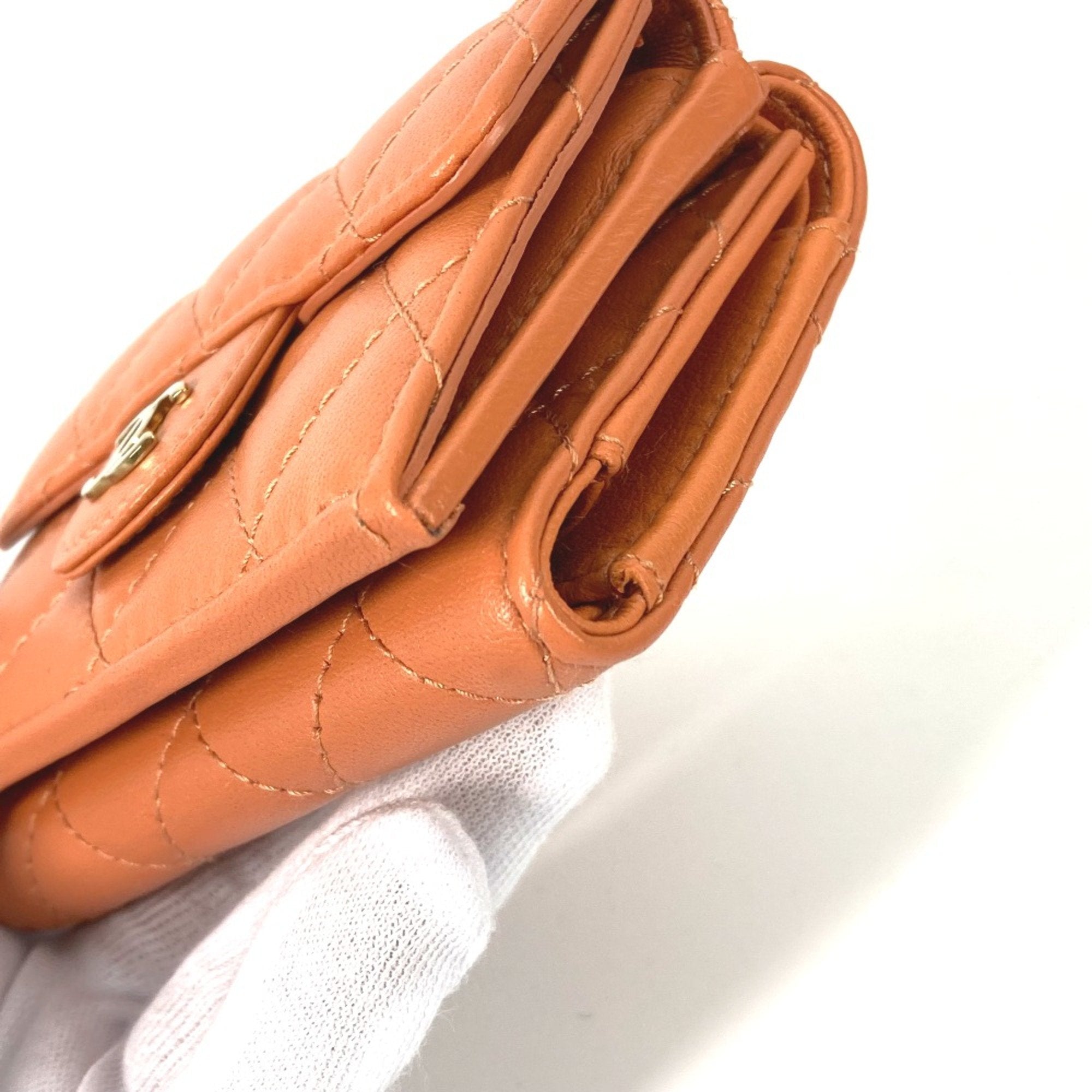 Chanel Orange Leather Wallet (Tri-Fold)