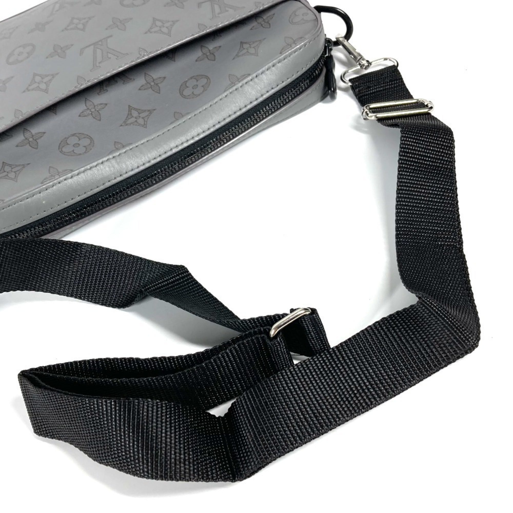 Louis Vuitton Gray Monogram Shadow Clutch Bag Shoulder Bag