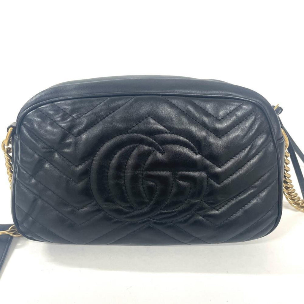 Gucci Gg Marmont Black Leather Shoulder Bag (Pre-Owned)