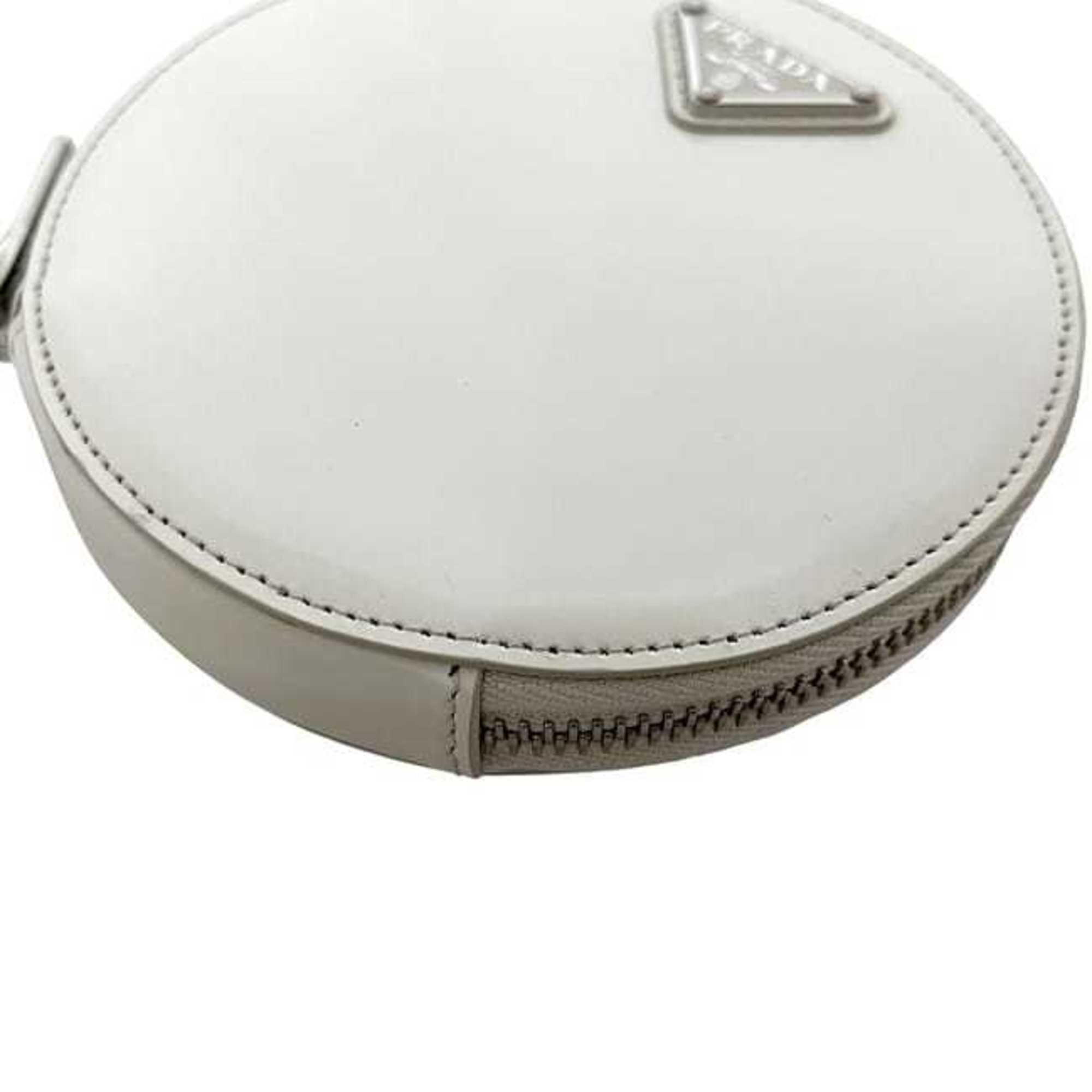 Prada White Leather Pochette Shoulder Bag